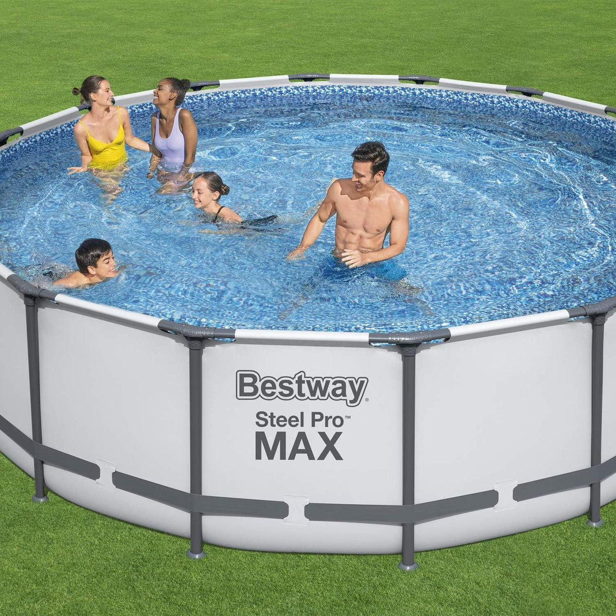 16 x 4 Foot Steel Frame Above Ground Round Swimming Pool Set with Ladder, Cover, Filter Pump C33217