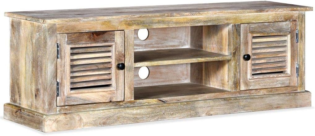 White Solid Mango Wood TV Cabinet 47.2x11.8x15.7 N3205