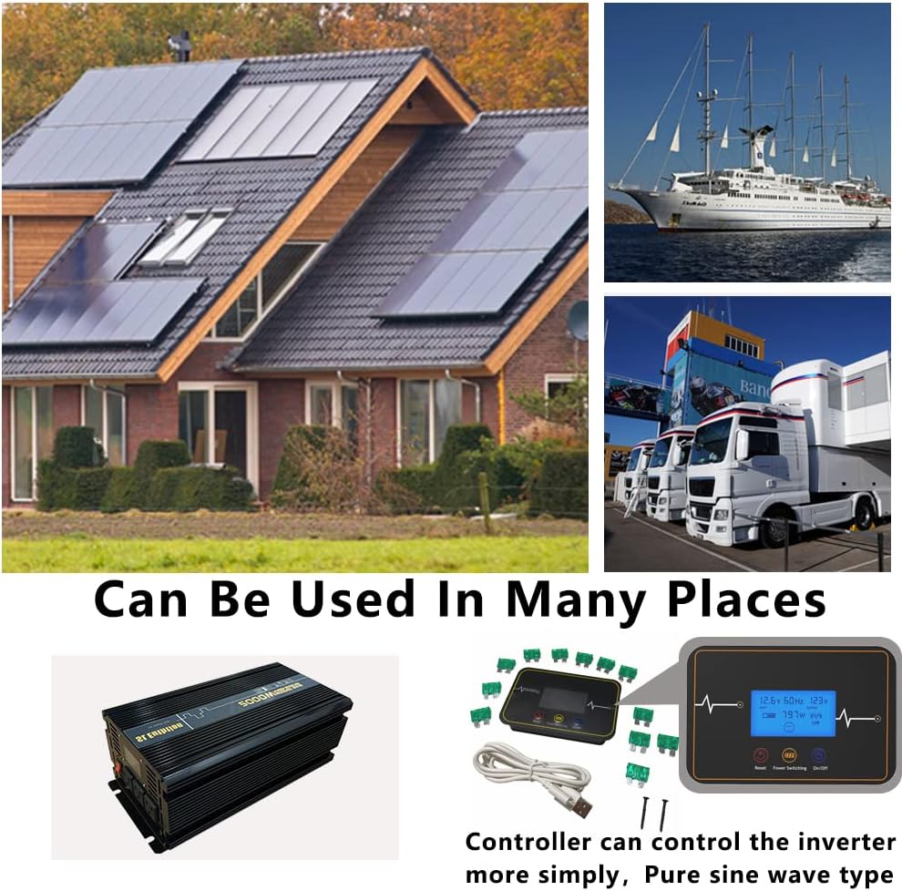 2000W Power Inverter 12V DC to 120V AC with LCD Display USB Port Y75660