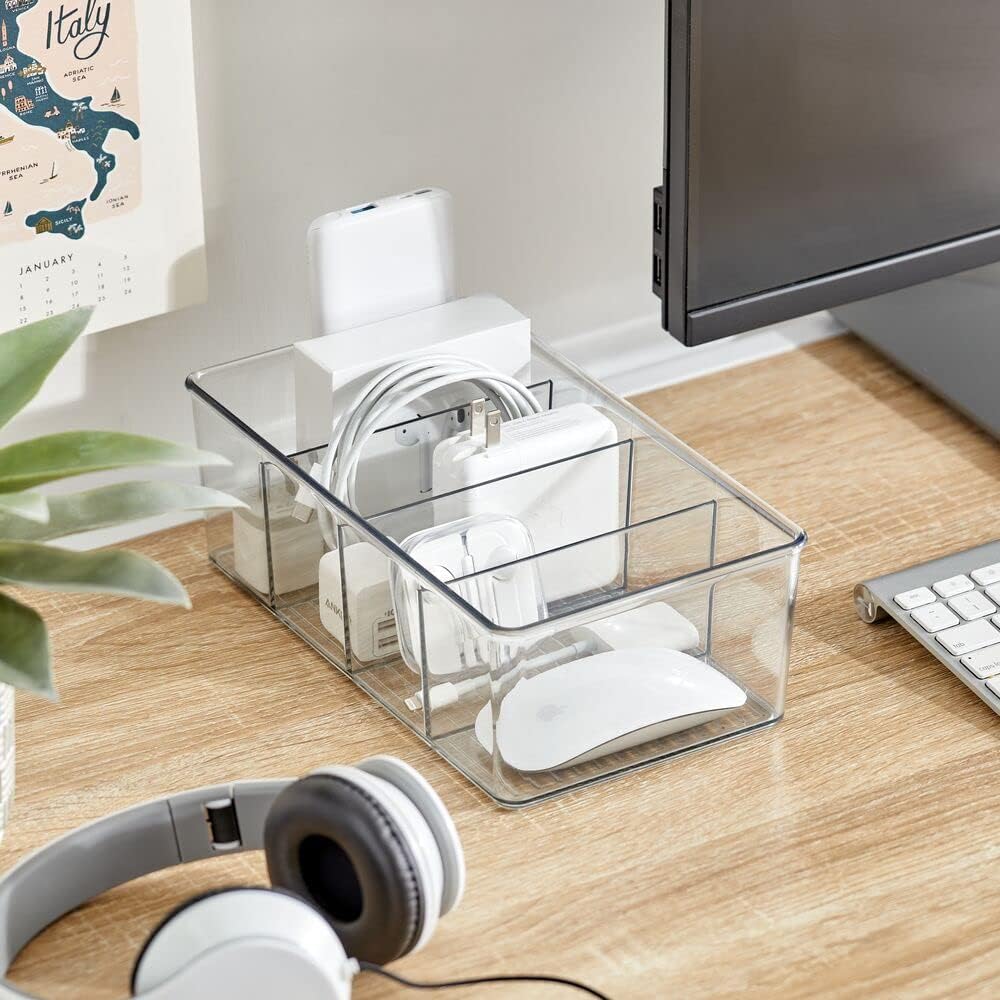 Clear 4 Pack Plastic Storage Organizer Bin B2309
