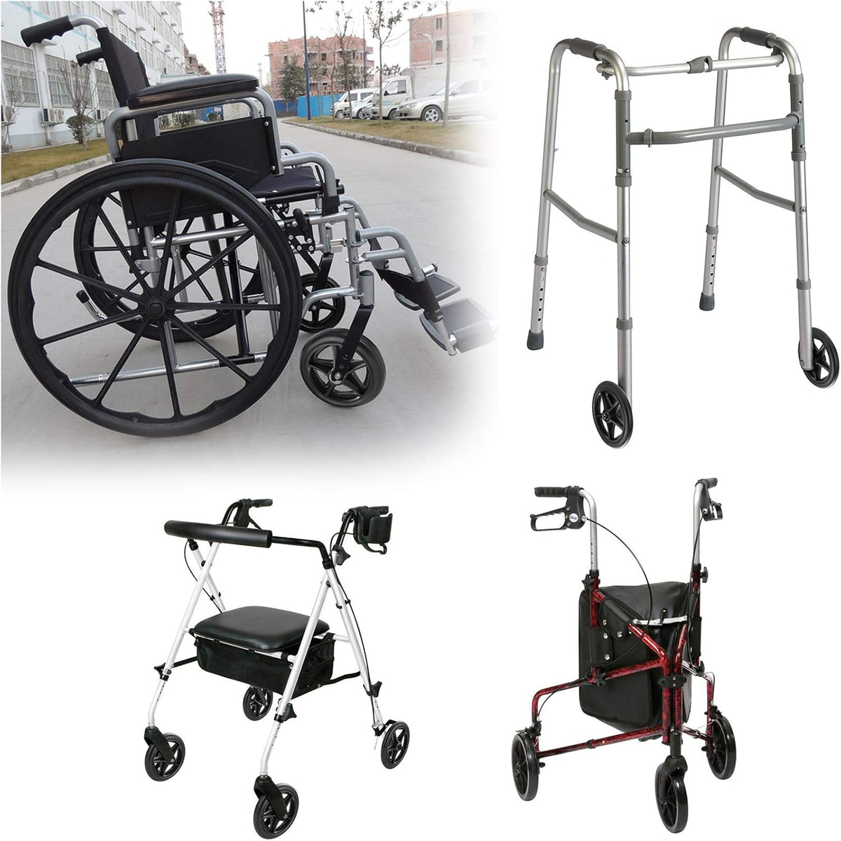 2PCS 6 Inch Rubber Wheelchair Front Wheels Replacement Casters Black A48774