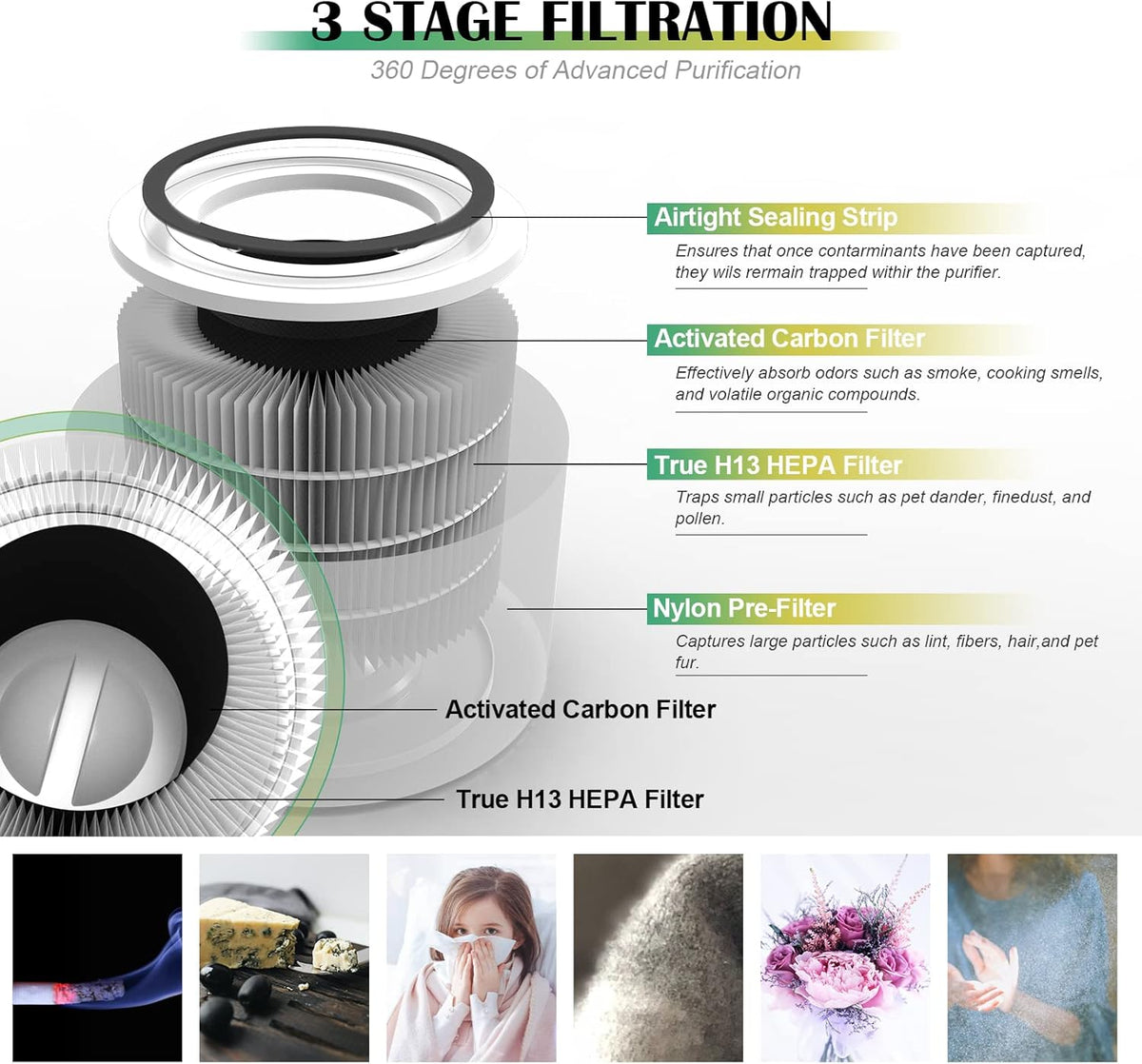 Core 300 3-in-1 True HEPA Activated Carbon Filter Pack of 2 U135