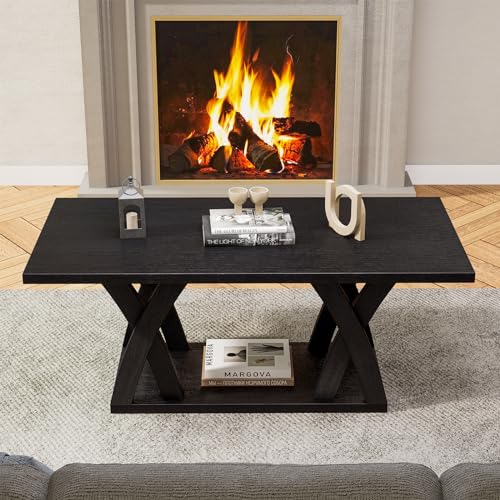 Dark Brown Wood Coffee Table with Shelf M6480