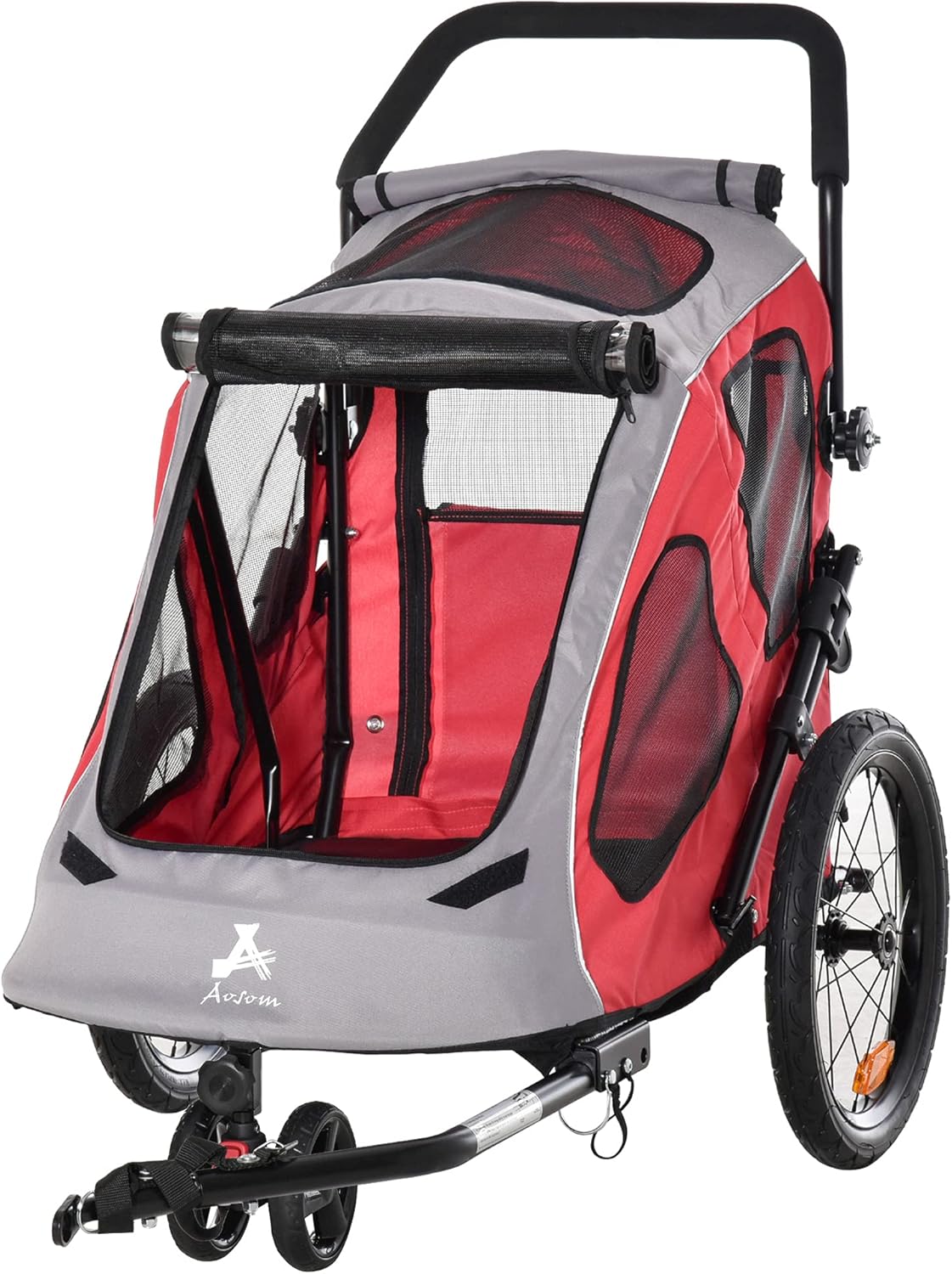 Dog Bike Trailer 2-in-1 Pet Stroller with 360 Swivel Wheel Z69455