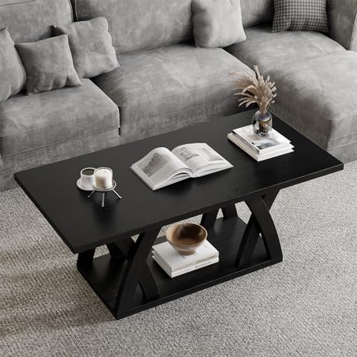 Dark Brown Wood Coffee Table with Shelf M6480