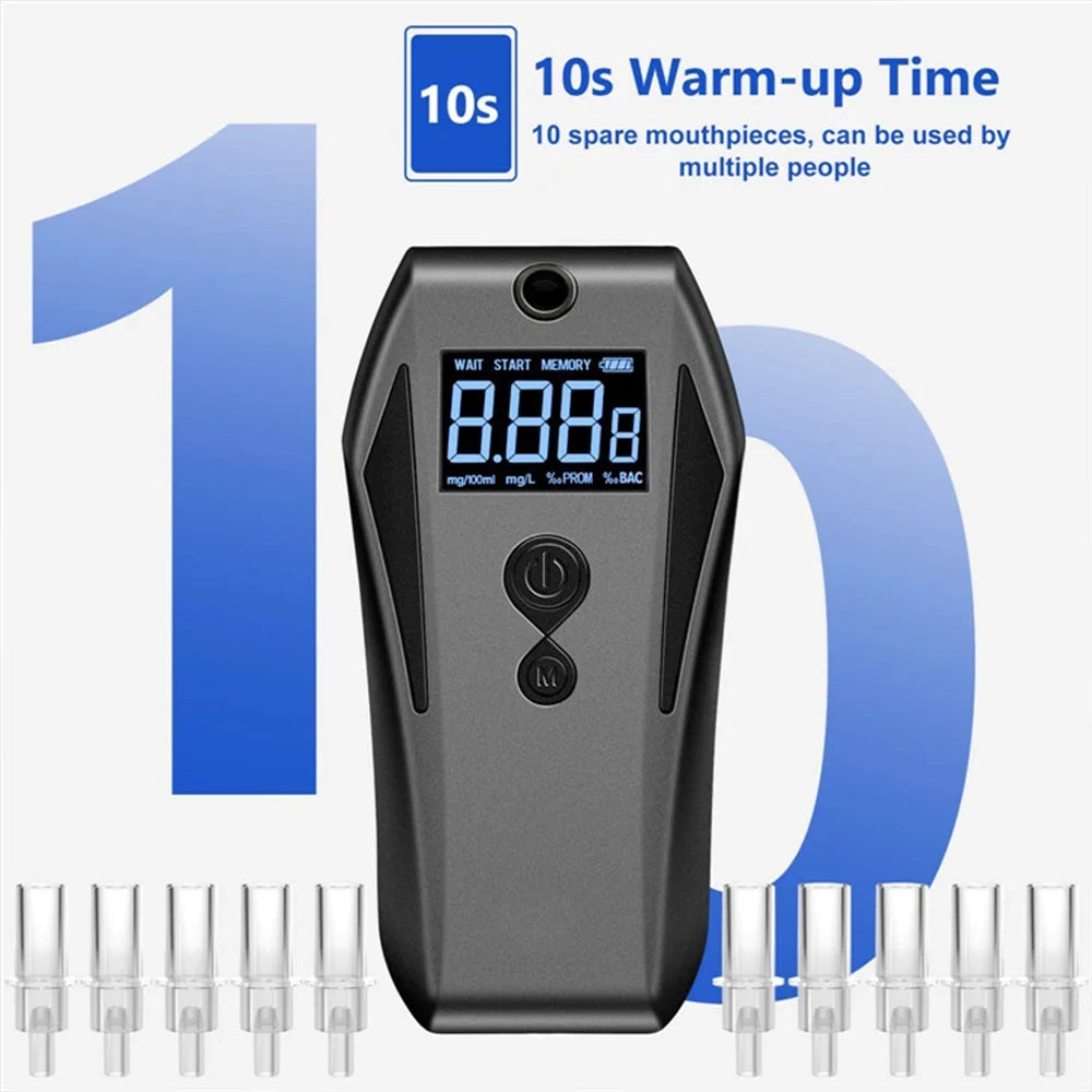 Portable Breath Alcohol Tester with 10 Mouthpieces Y5326