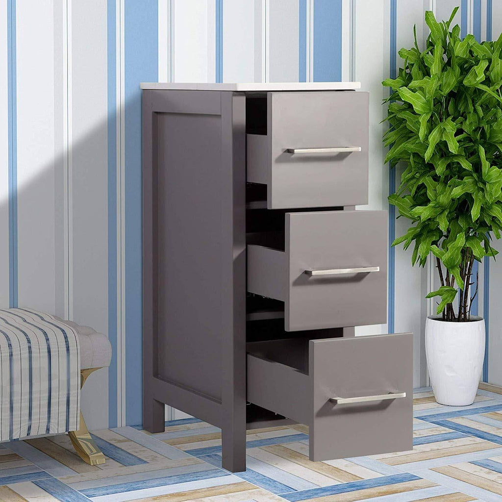 12 inch Wide Bathroom Vanity Cabinet with Ceramic Top H91067