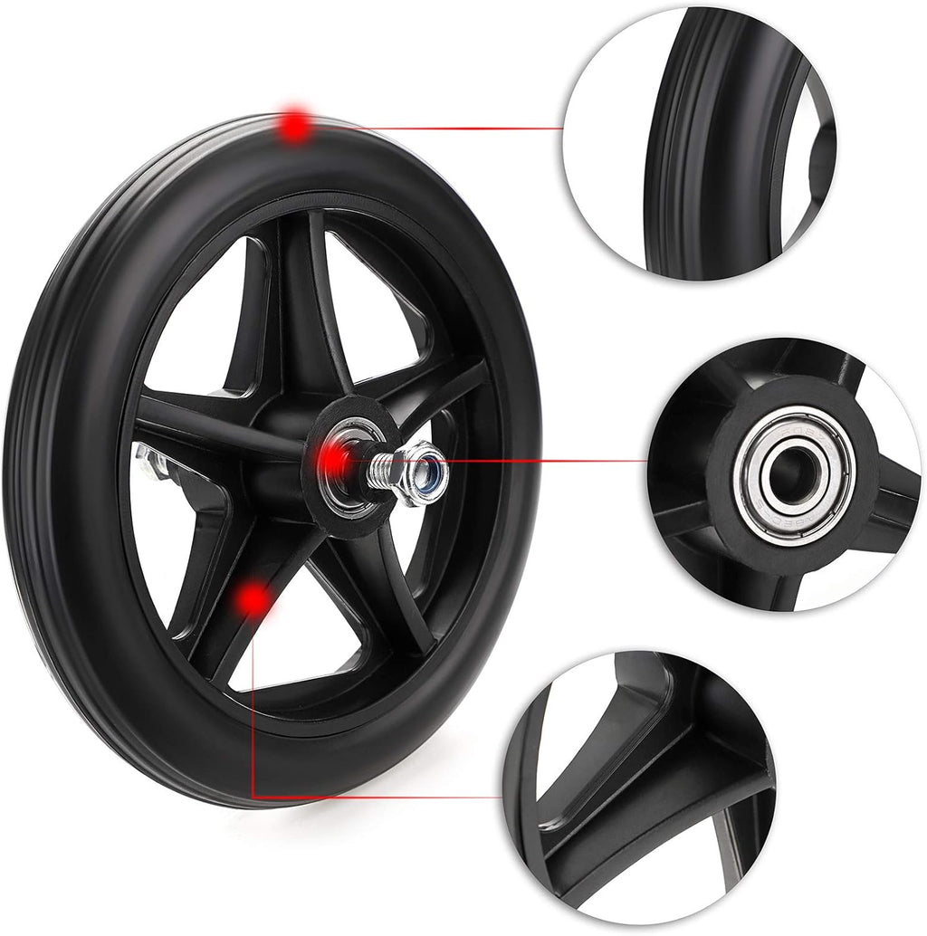 2PCS 6 Inch Rubber Wheelchair Front Wheels Replacement Casters Black A48774