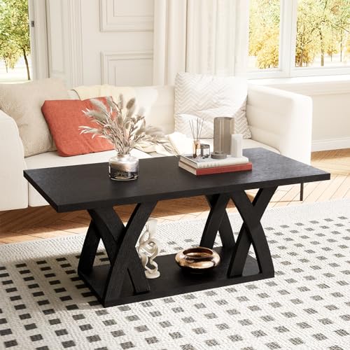 Dark Brown Wood Coffee Table with Shelf M6480