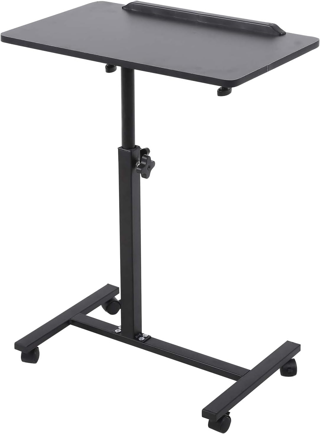 Adjustable Overbed Bedside Table with Wheels Black V557818