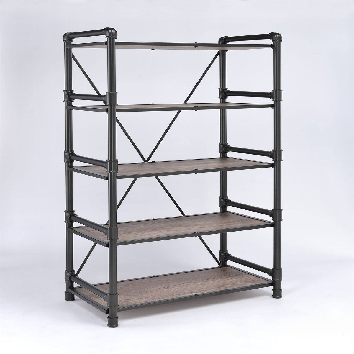 Rustic Oak & Black Bookshelf L36503