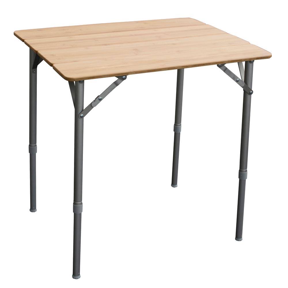 Adjustable Height Folding Bamboo Table with Carry Bag I7086