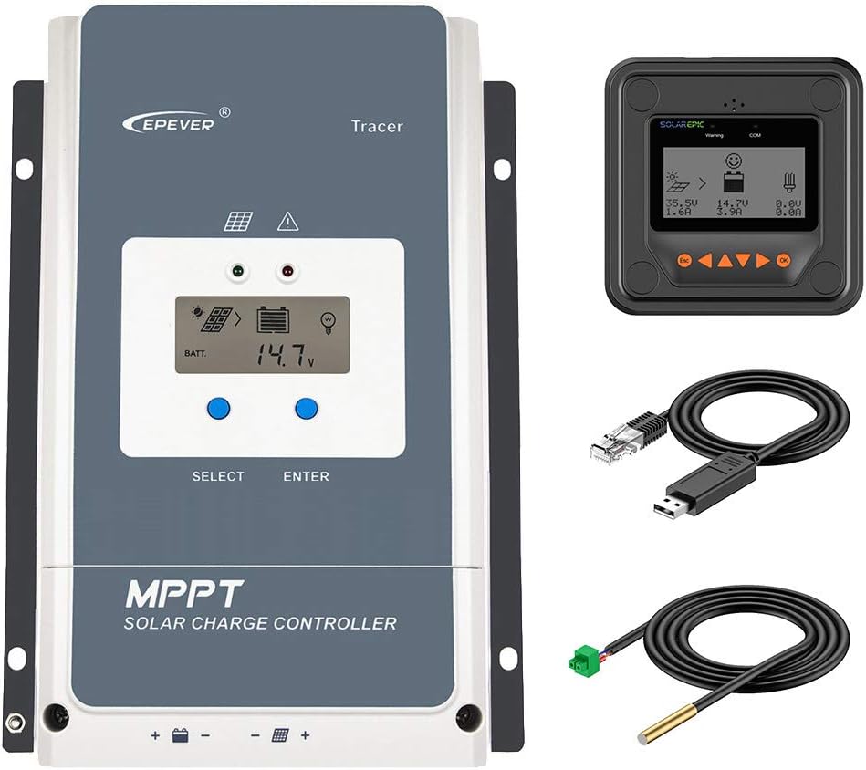 MPPT Solar Charge Controller 80A Negative Ground 200V with Remote Meter A7654