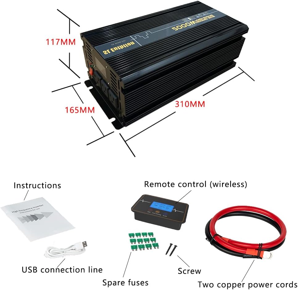 2000W Power Inverter 12V DC to 120V AC with LCD Display USB Port Y75660