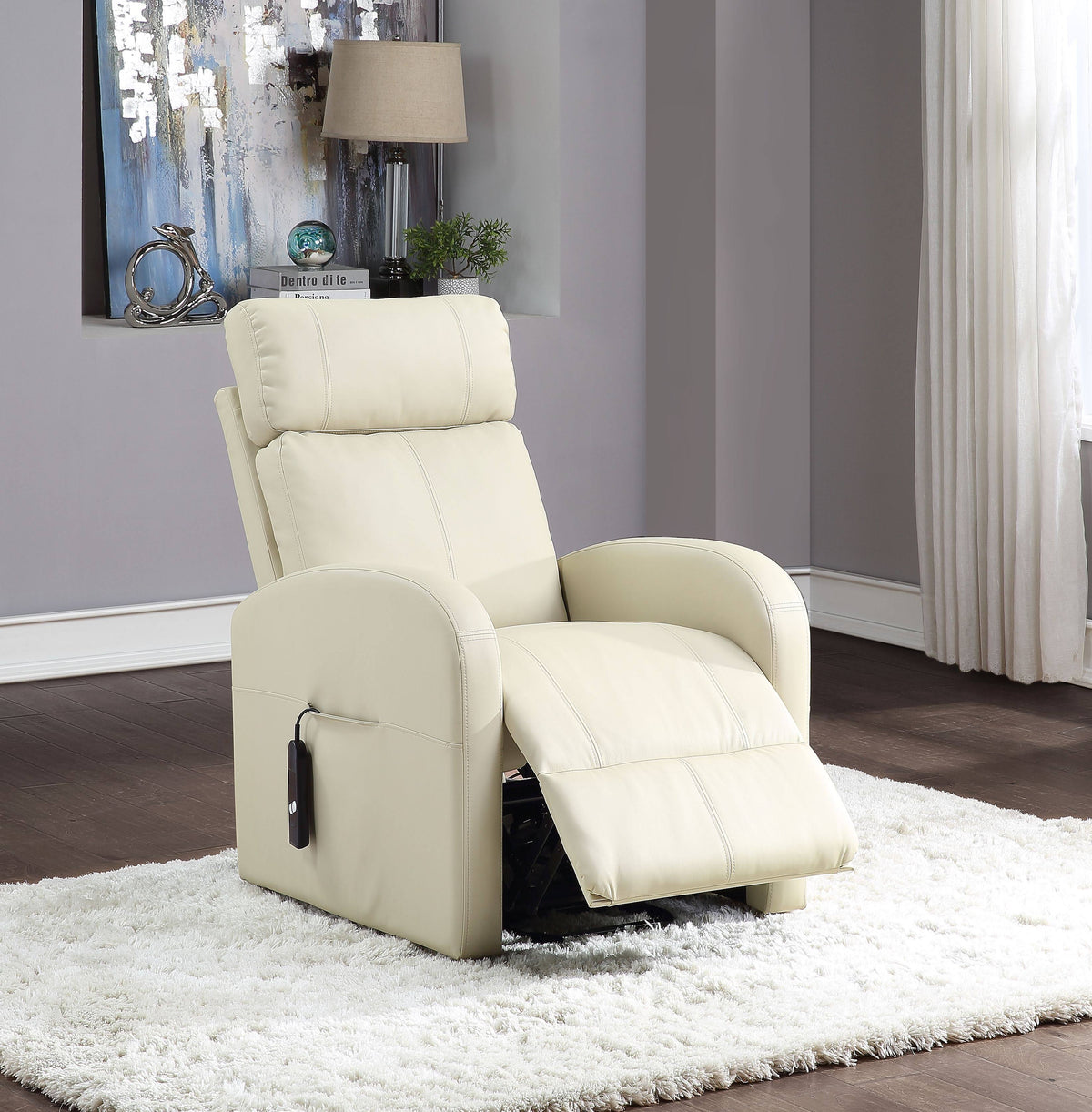 Beige PU Power Lift Recliner X3660