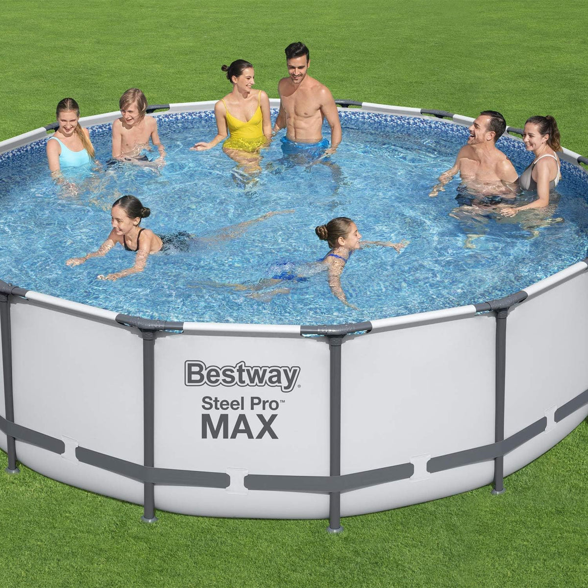 16 x 4 Foot Steel Frame Above Ground Round Swimming Pool Set with Ladder, Cover, Filter Pump C33217