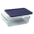 11-cup Rectangular Glass Food Storage Container with Blue Lid I291