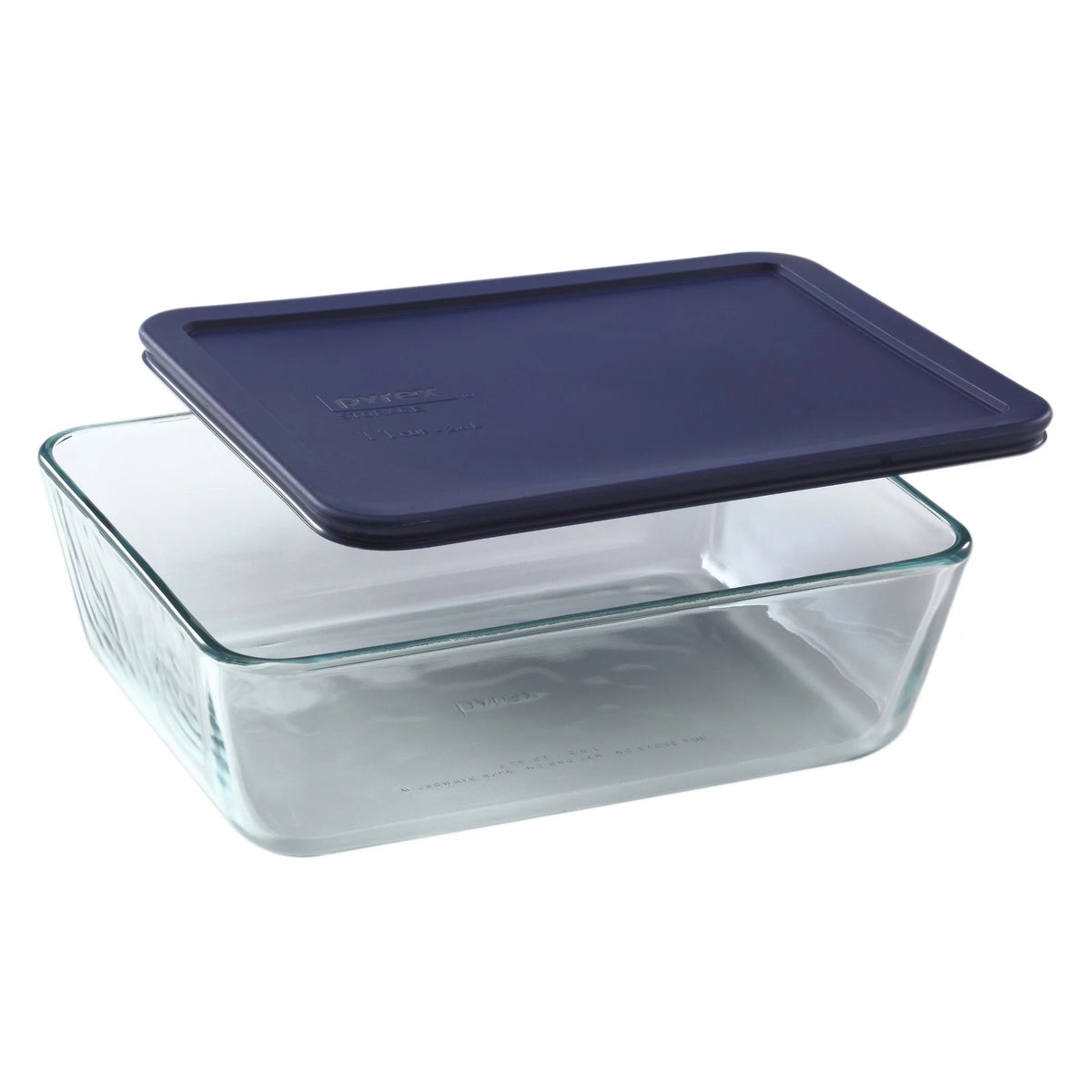 11-cup Rectangular Glass Food Storage Container with Blue Lid I291