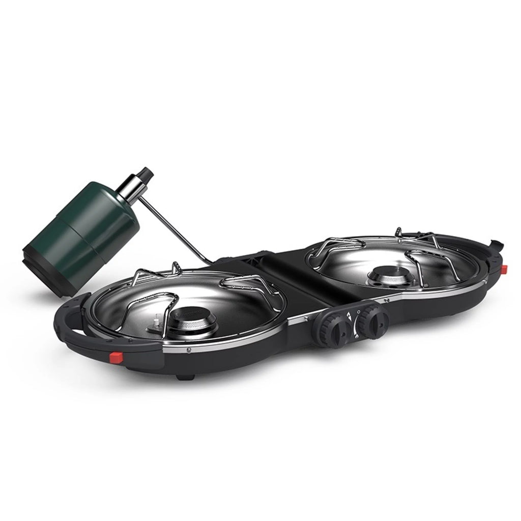 Black 2 Burner Portable Propane Camping Stove E618