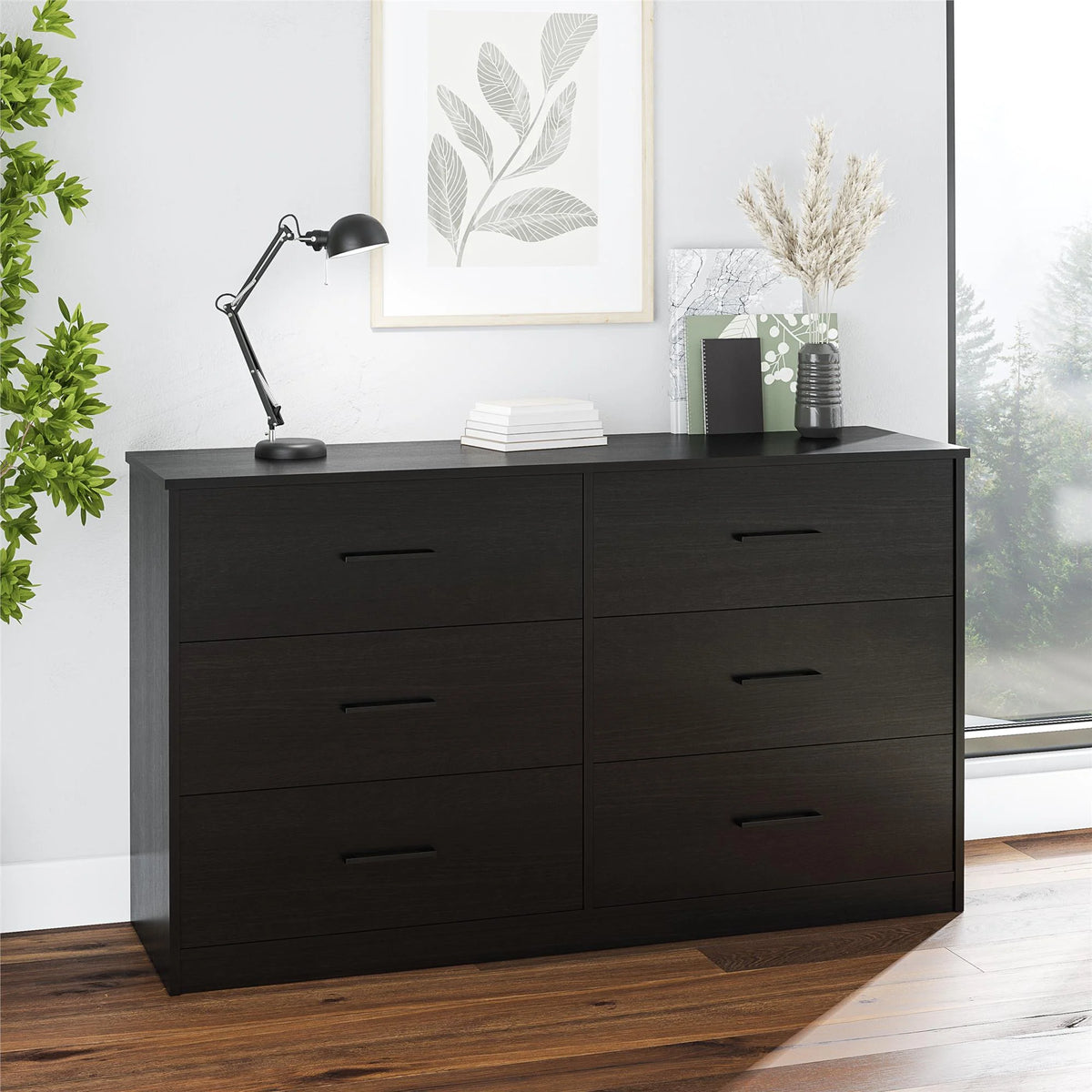 Black 6 Drawer Dresser R47020
