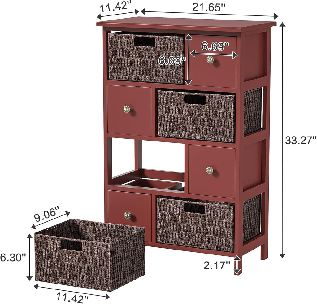 Red Storage Cabinet with 4 Drawers and 4 Baskets N817748