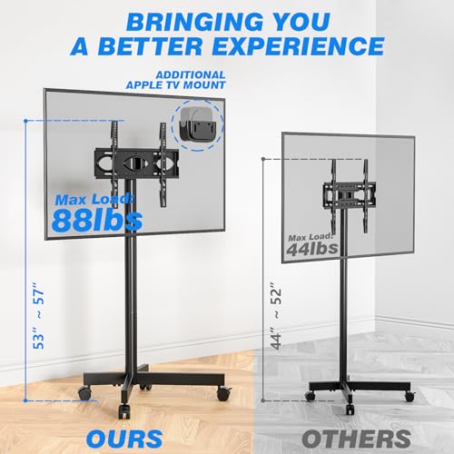 Mobile TV Cart Rolling TV Stand for 23-60 Inch Screens with Tilt and Height Adjustable B962728