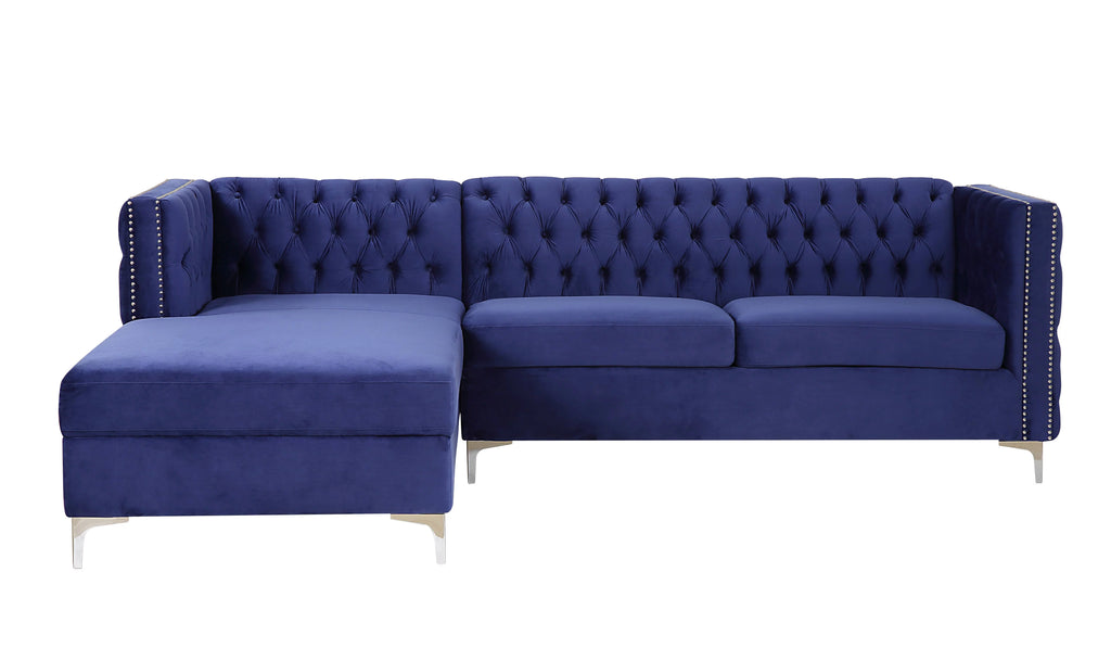 Navy Blue Velvet Sectional Sofa Z351731