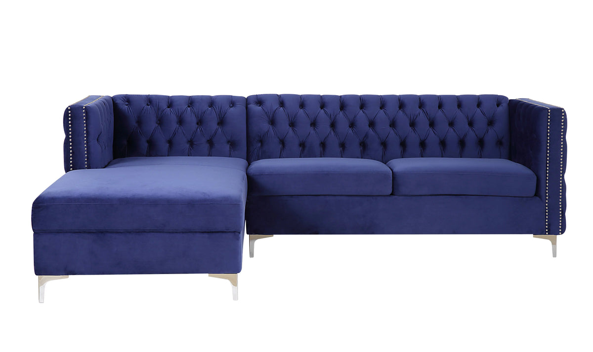Navy Blue Velvet Sectional Sofa Z351731