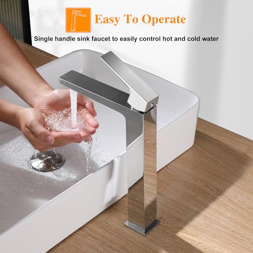 Chrome Tall Single Handle One Hole Vessel Sink Faucet G30041