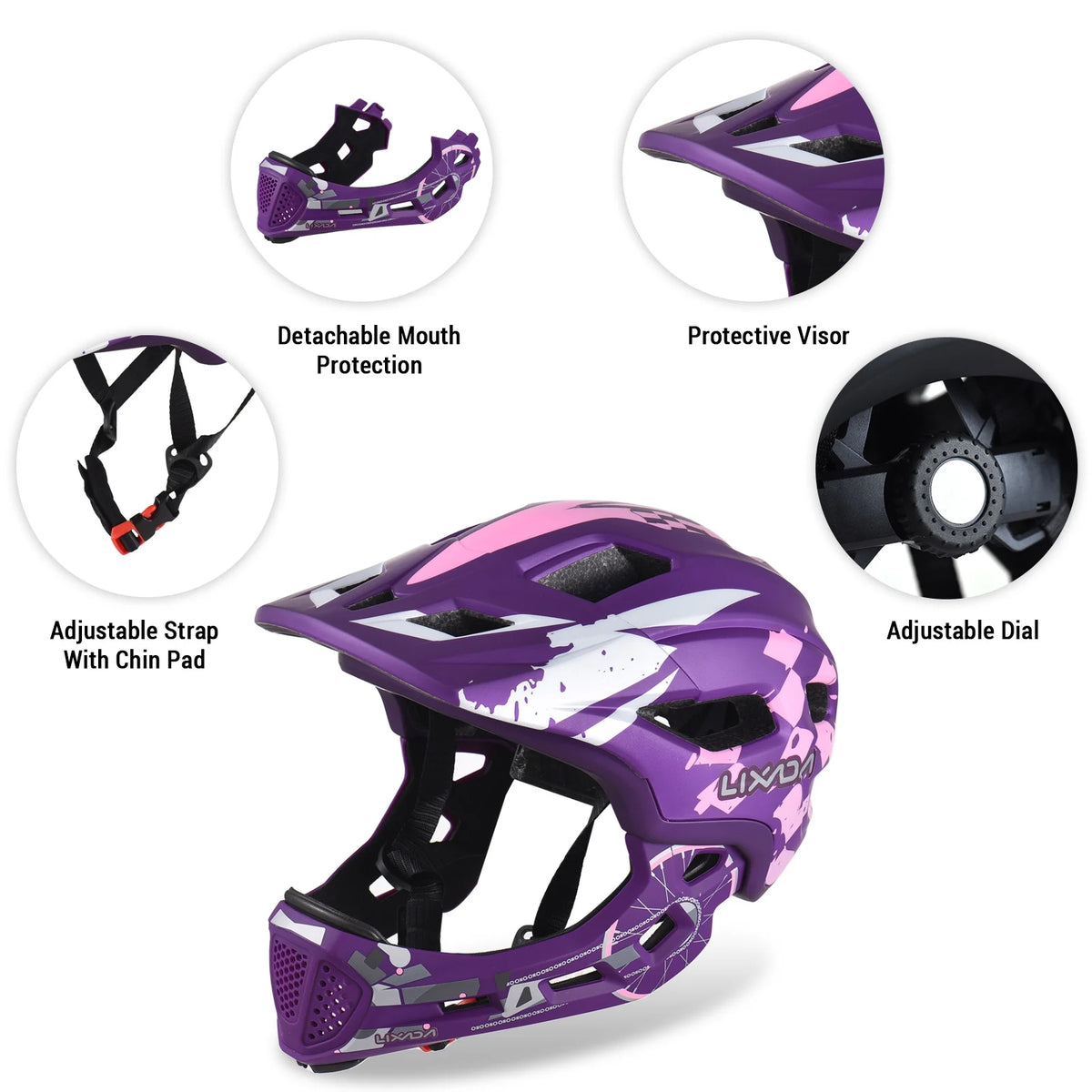 Adjustable Full Face Kids Cycling Helmet with Detachable Visor M905