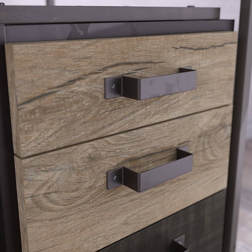 Industrial Desk with 3 Drawer Mobile File Cabinet in Dark Gray Hickory W77854