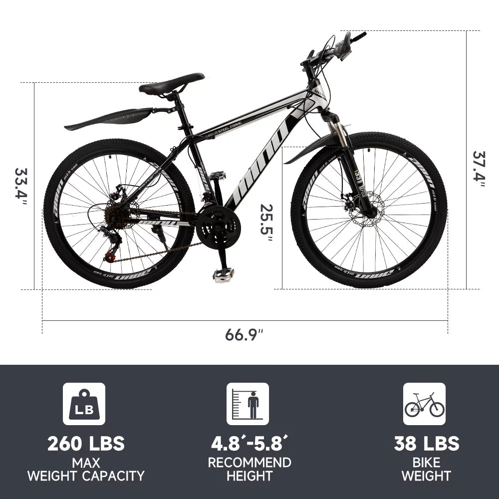 Full Suspension 21 Speed 26 inch Dual Disc Brake Mountain Bike W4996