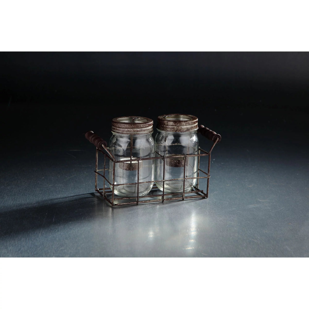 Clear Glass Tea Light Candle Holder with Tray P1754