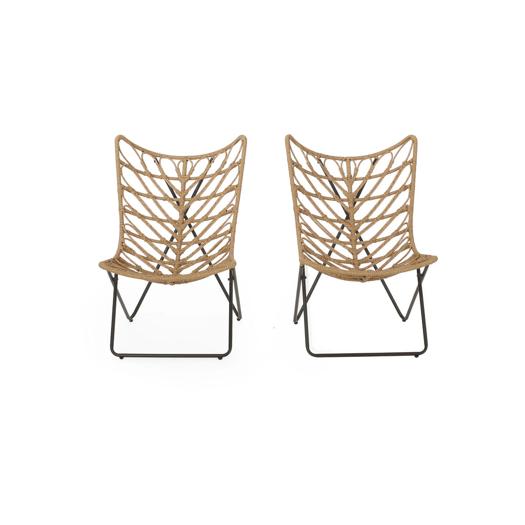 Light Brown and Black Wicker Accent Chairs Set of 2 K2904