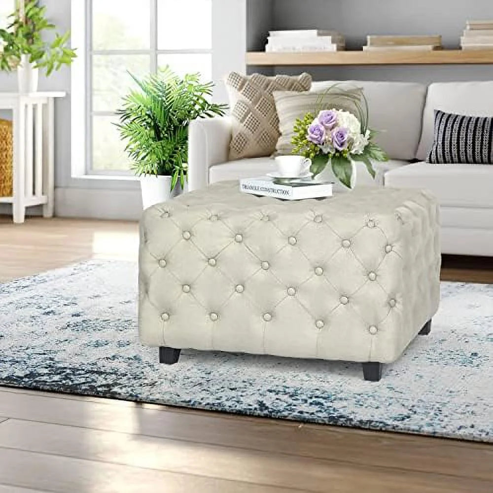 White Sherpa Ottoman Bench Q8915