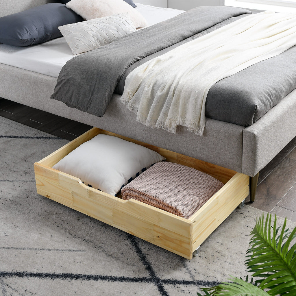 Solid Wood Under Bed Storage Drawer with 4-Wheels J390