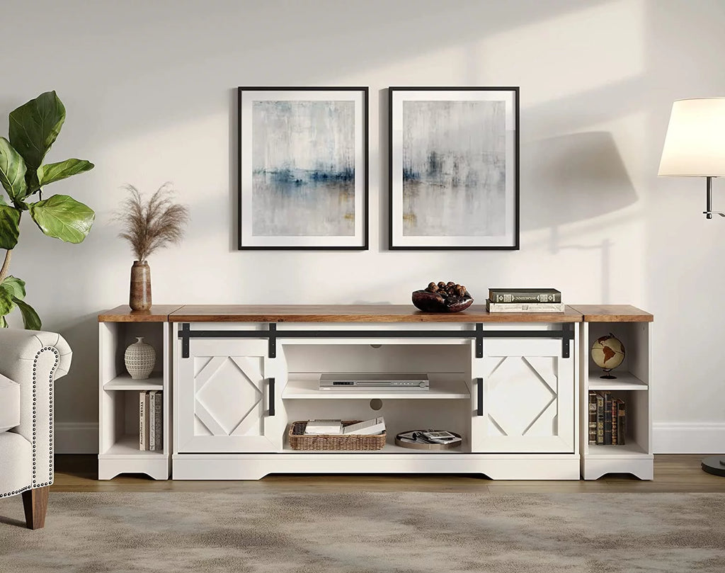 Rustic White Wood TV Stand L43203