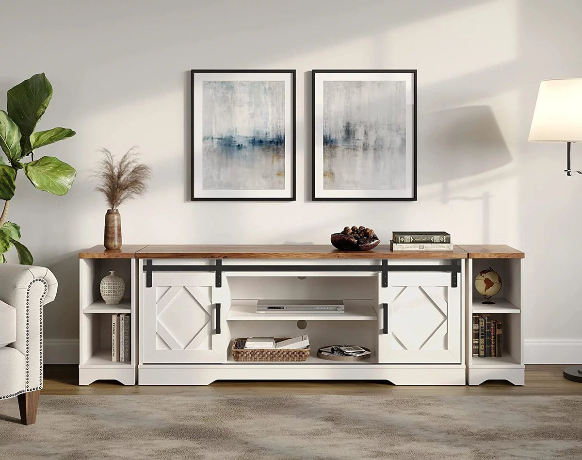 Rustic White Wood TV Stand L43203