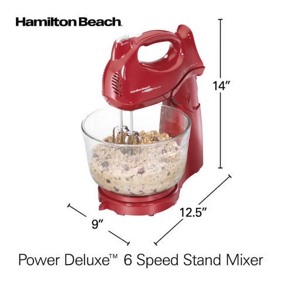 Red 6 Speeds Stand and Hand Mixer Q265544