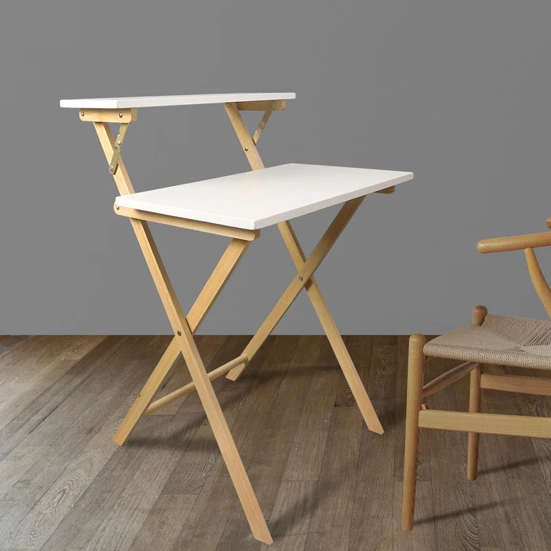 Solid Wood 2-tier Folding Laptop Desk R48991