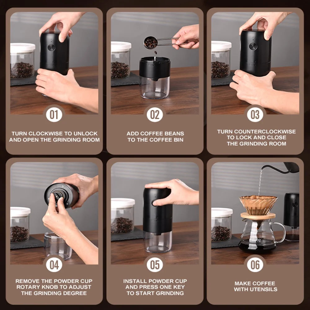 Electric Portable Coffee Grinder Ceramic Grinding Core USB Charging P81729