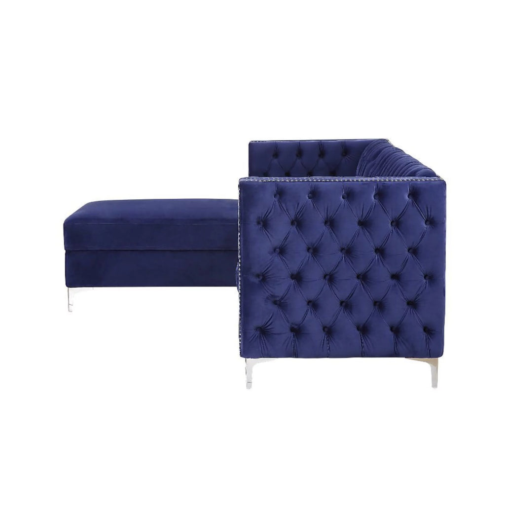 Navy Blue Velvet Sectional Sofa Z351731