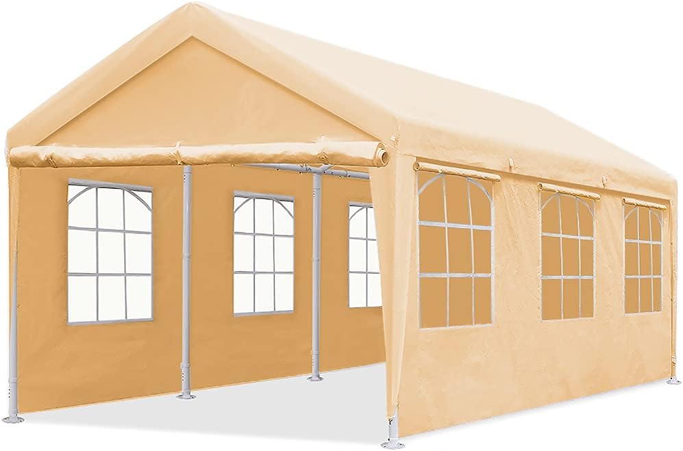10'x20' Heavy Duty Carport Canopy with Windows J930039