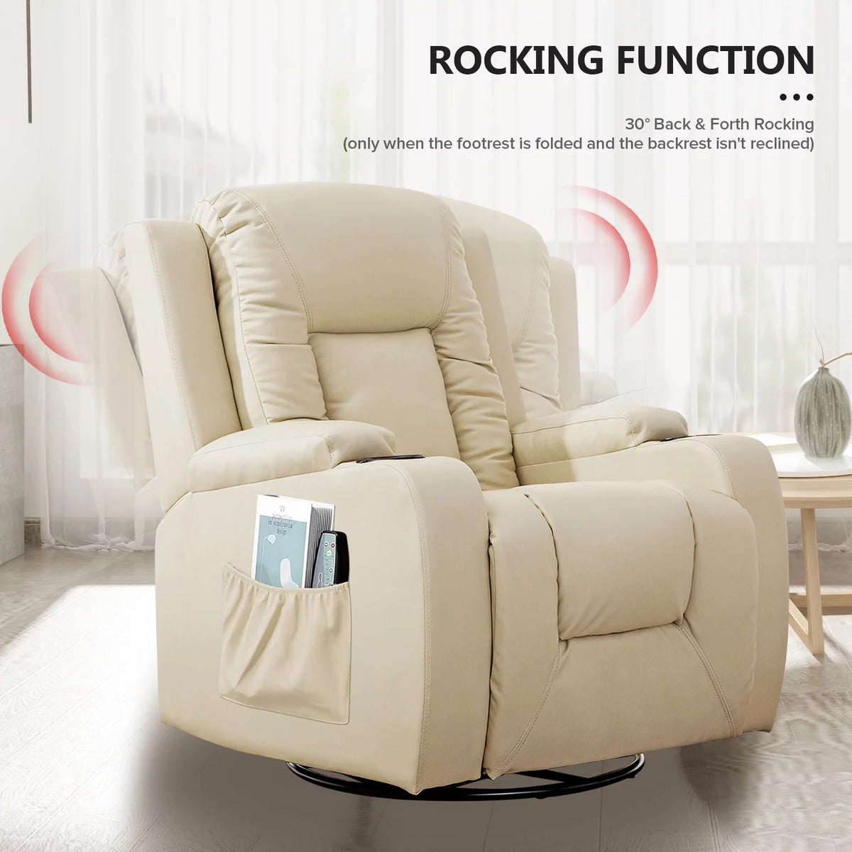 Black PU Leather Heated Massage Recliner Chair P368