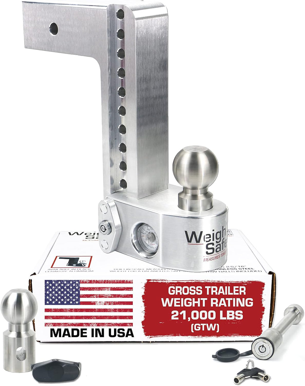 Aluminum Adjustable 6" Drop, Stainless Steel Ball, 3" Receiver V1254