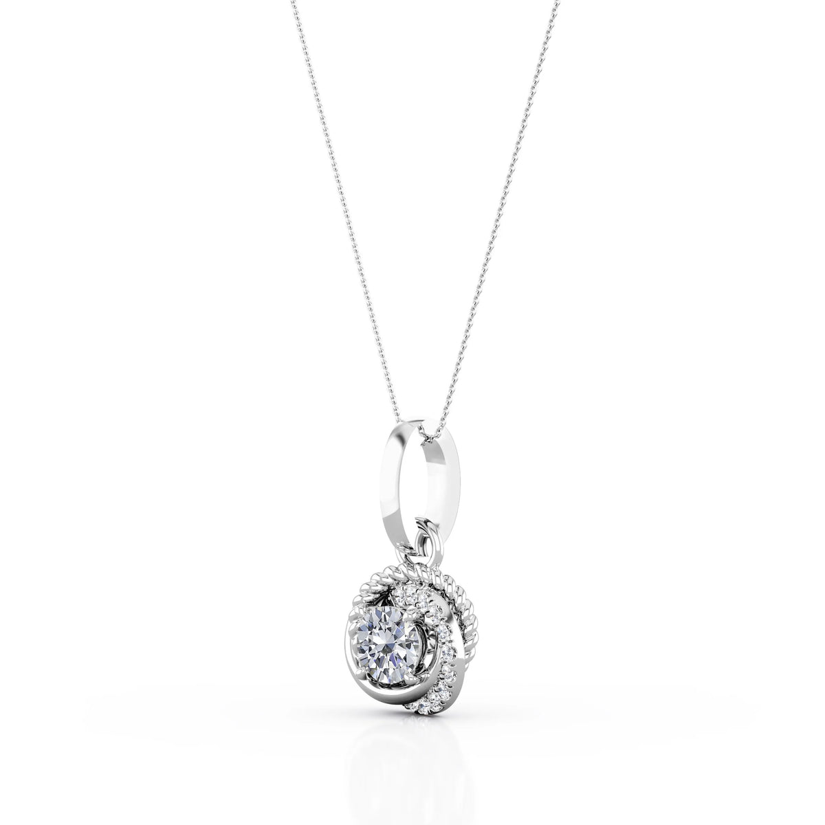 0.43 Carat Round Diamond 4 Prong Pendant Necklace 10K White Gold F99625