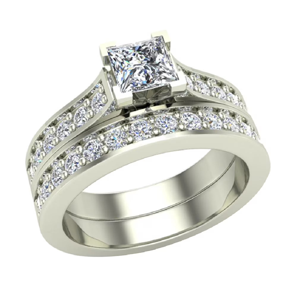 14K White Gold Diamond Wedding Ring Set 1.25 Carat Total Weight X649520