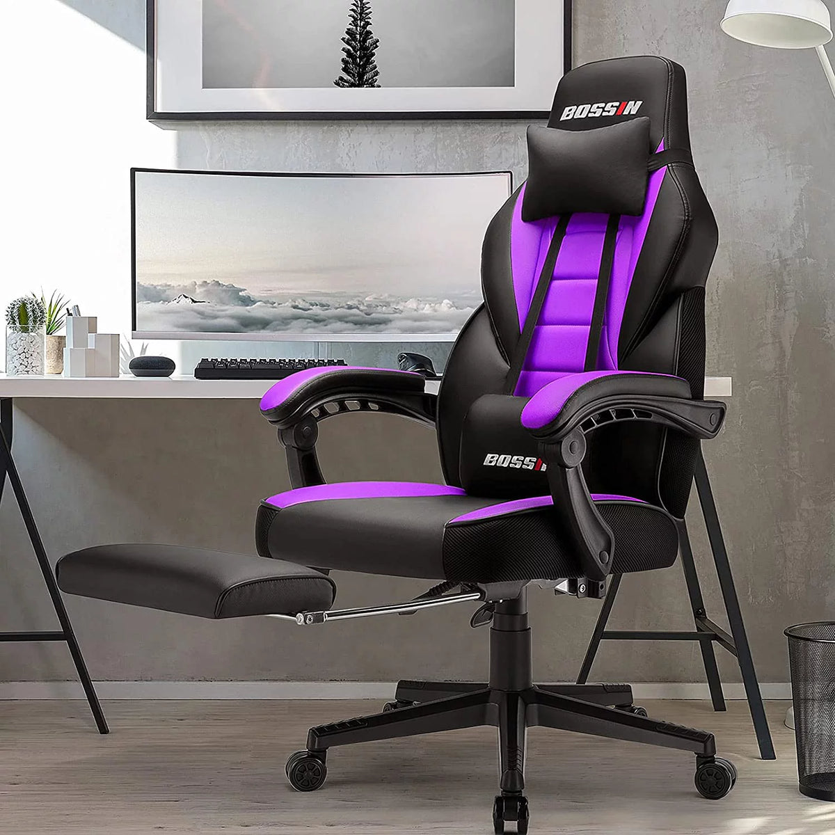 Gaming Chair with Footrest and Lumbar Support E109440
