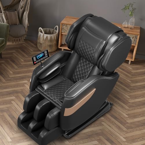 Zero Gravity Full Body Shiatsu Massage Chair with Airbags Foot Massage LCD Control Waist Heater Bluetooth Black Q733