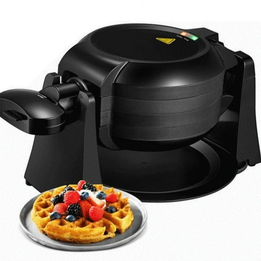 Double Belgian Waffle Maker 180° Flip 1400W Nonstick Black F527